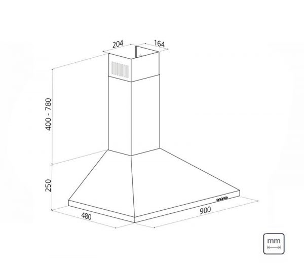 Coifa de Parede Tramontina Pirâmide 90 em Aço Inox 127 V 90 cm - Imagem 3